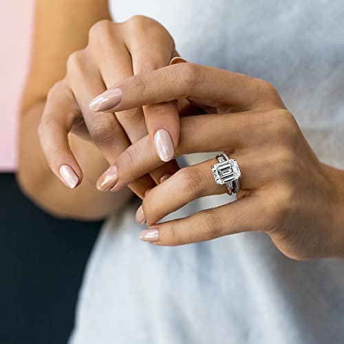 Emerald Cut Engagement Rings for Women White Gold 1CT Moissanite Ring 925 Sterling Silver 10K 14K 18K Gold Wedding Anniv