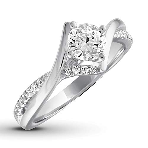 Women's 10k 14k 18k White Gold Blocaci 1 Carat Center Round Moissanite Engagement Ring
| Women's Round Moissanite Engag