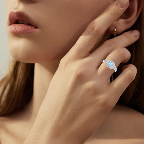 Natural Aquamarine Engagement Rings for Women in White Gold
| 1CT Aquamarine Engagement Ring with Moissanite for Women