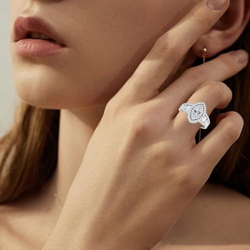 Marquise Cut Moissanite Engagement Ring for Women in Sterling Silver 925
| Wide Band Vintage Marquise Cut Moissanite Ri
