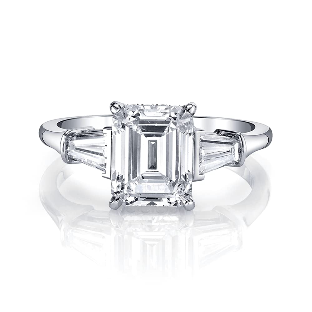 Emerald Cut Engagement Rings for Women White Gold 1CT Moissanite Ring 925 Sterling Silver 10K 14K 18K Gold Wedding Anniv