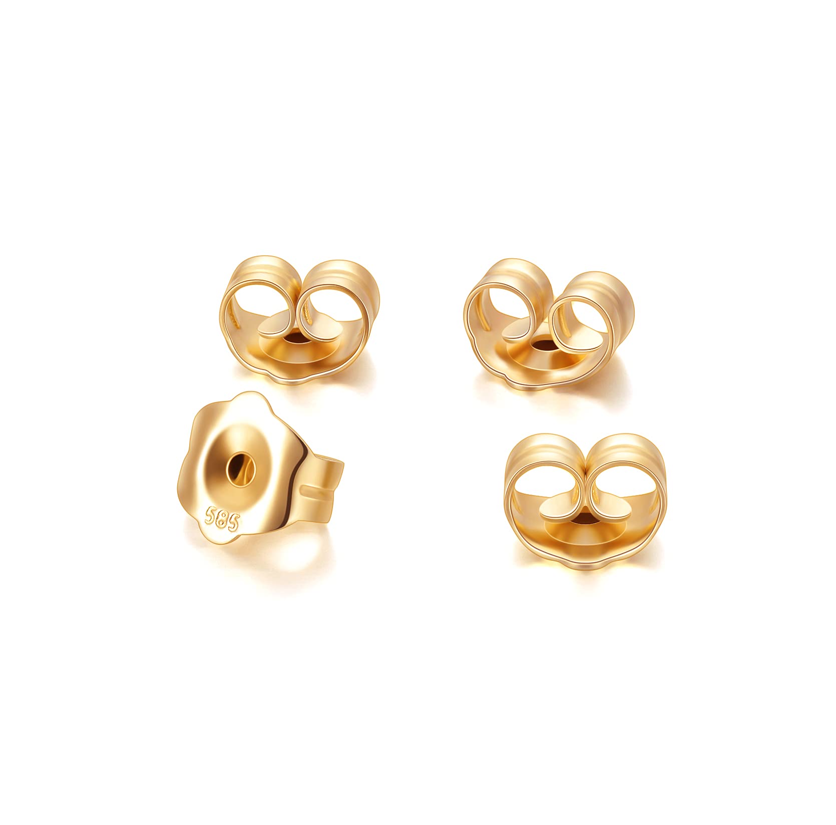 14K Gold Earring Backs Secure and Comfortable Replacement Earring Stoppers for Women's Jewelry Hoop and Stud Earrings 5m