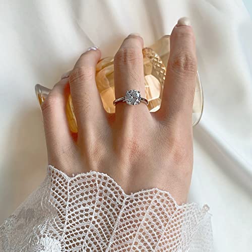 Classic Solitaire Engagement Rings for Women 1 Carat Moissanite 925 Sterling Silver Wedding Rings with Engraving
| 1 Ca