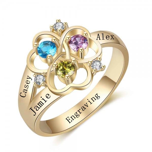 Personalized Mother Rings with 2 Birthstones For Women 10K/14K/18K Gold
Custom Engraved Name Rings Personalized Birthsto