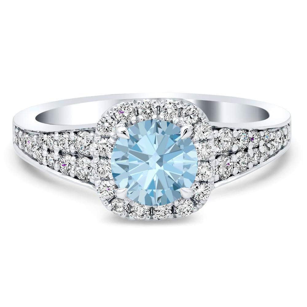 Natural Aquamarine Engagement Rings for Women in White Gold
| 1CT Aquamarine Engagement Ring with Moissanite for Women