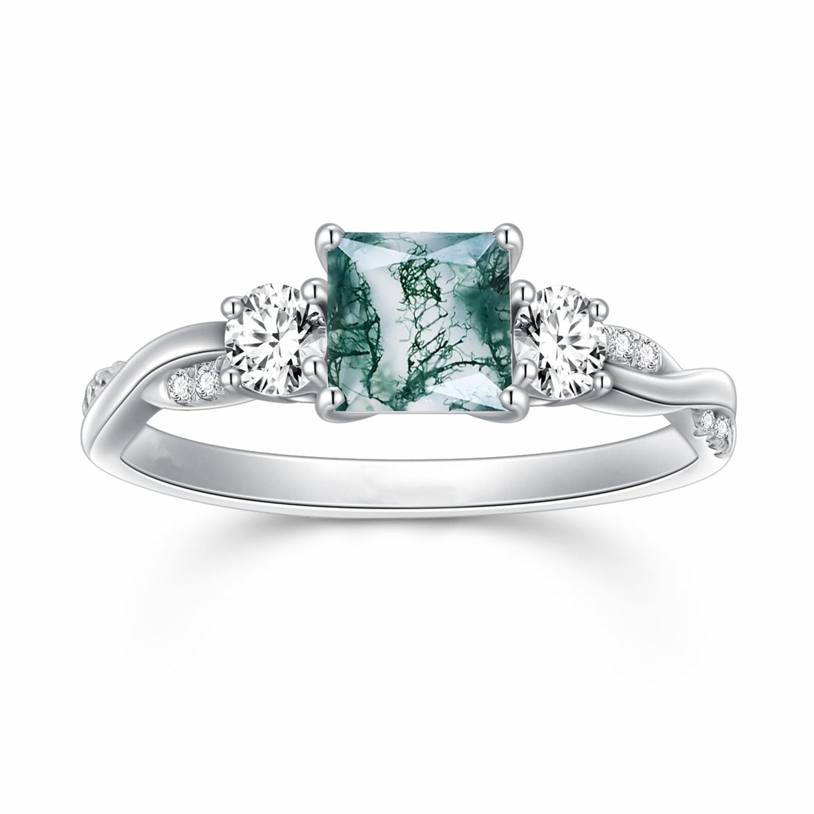 Natural Moss Agate Engagement Rings for Women
| Moissanite Engagement Rings for Women 925 Sterling Silver
| Princess Cu
