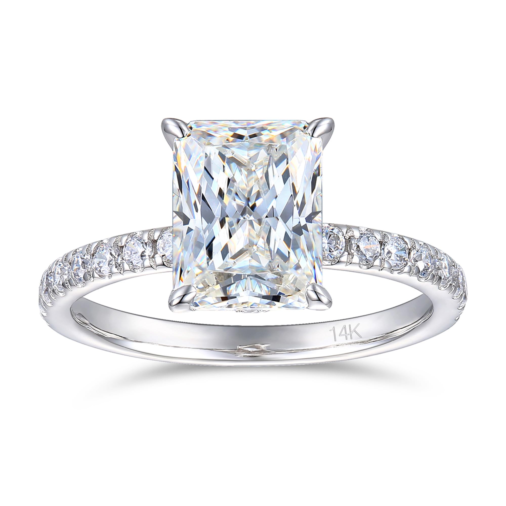CGSRING 14K White Gold Engagement Ring for Her, Perfect for Everyday Wear
| CGSRING 3 Carat Radiant Cut Moissanite Enga